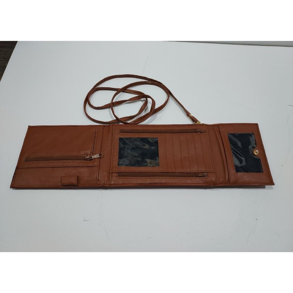 Crossbody Travel Bag Tan Brown Leather Vintage Small Purse Shoulder Bag Italy - Picture 8 of 13
